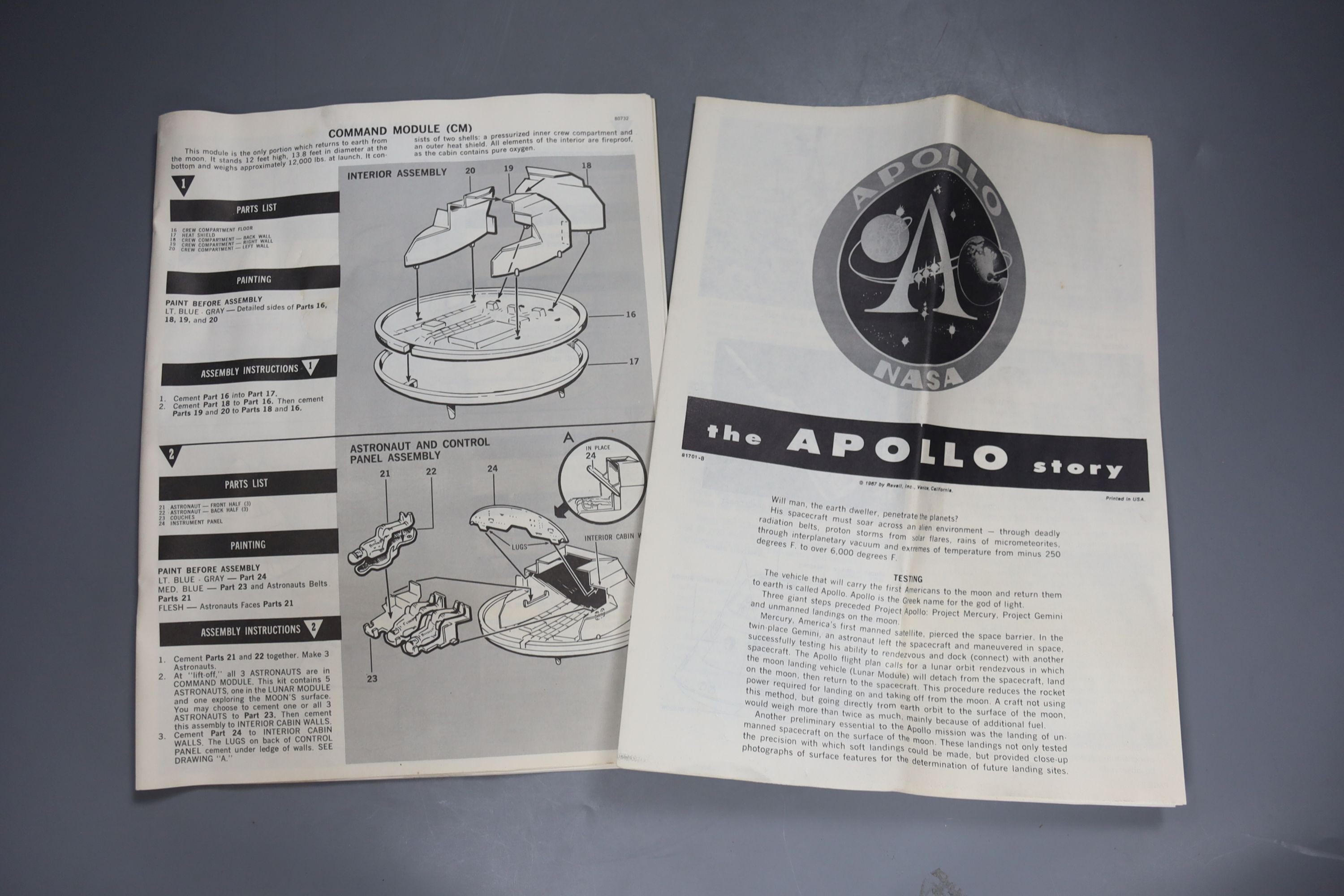 A boxed 1960's Apollo lunar spacecraft scale model kit, by Revell.